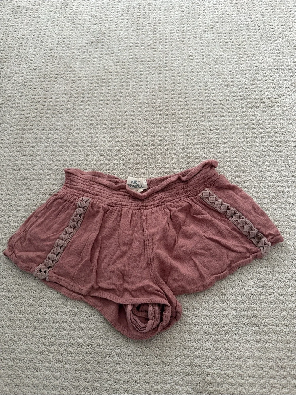 O'Neill Mauve Crochet-Trim Athletic Shorts